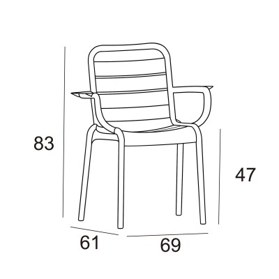 Chaise Karen en plastique adaptée à l'extérieur