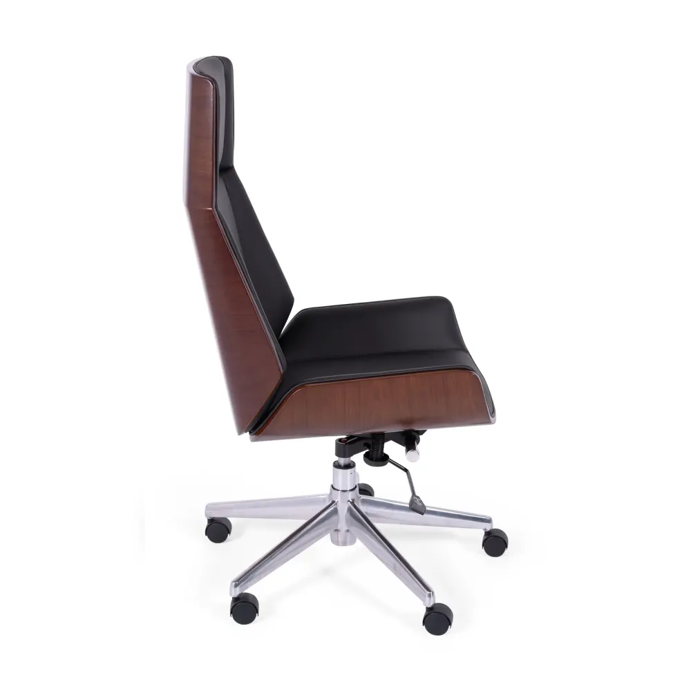 Chaise de bureau Nordic Highback en noyer et similicuir-Meubles Concept