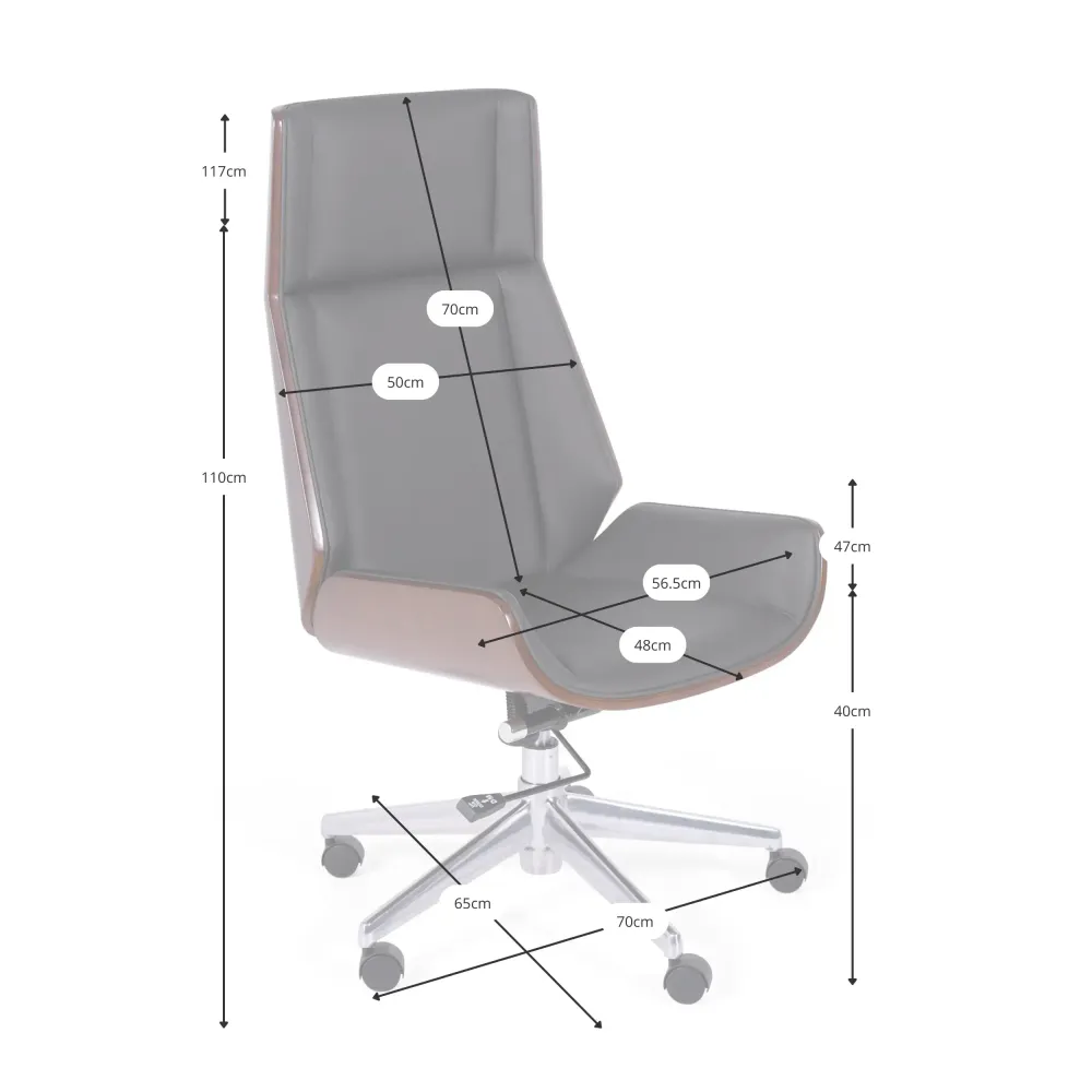 Chaise de bureau Nordic Highback en noyer et similicuir-Meubles Concept
