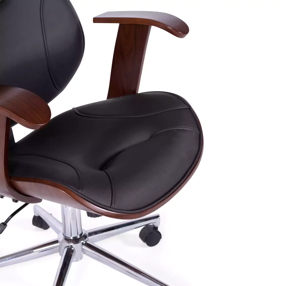 Chaise de bureau Cambridge en bois-Chaises en similicuir-Meubles concept