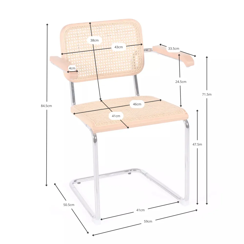 Chaise Knoll réplique Cesca avec accoudoirs, version économique