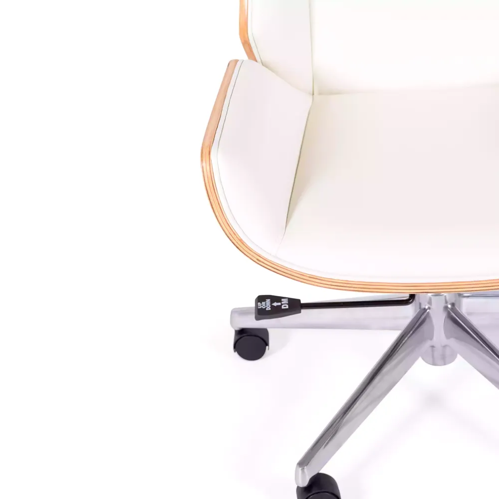 Chaise de bureau Nordic Highback en érable et éco-cuir blanc - Meubles Concept