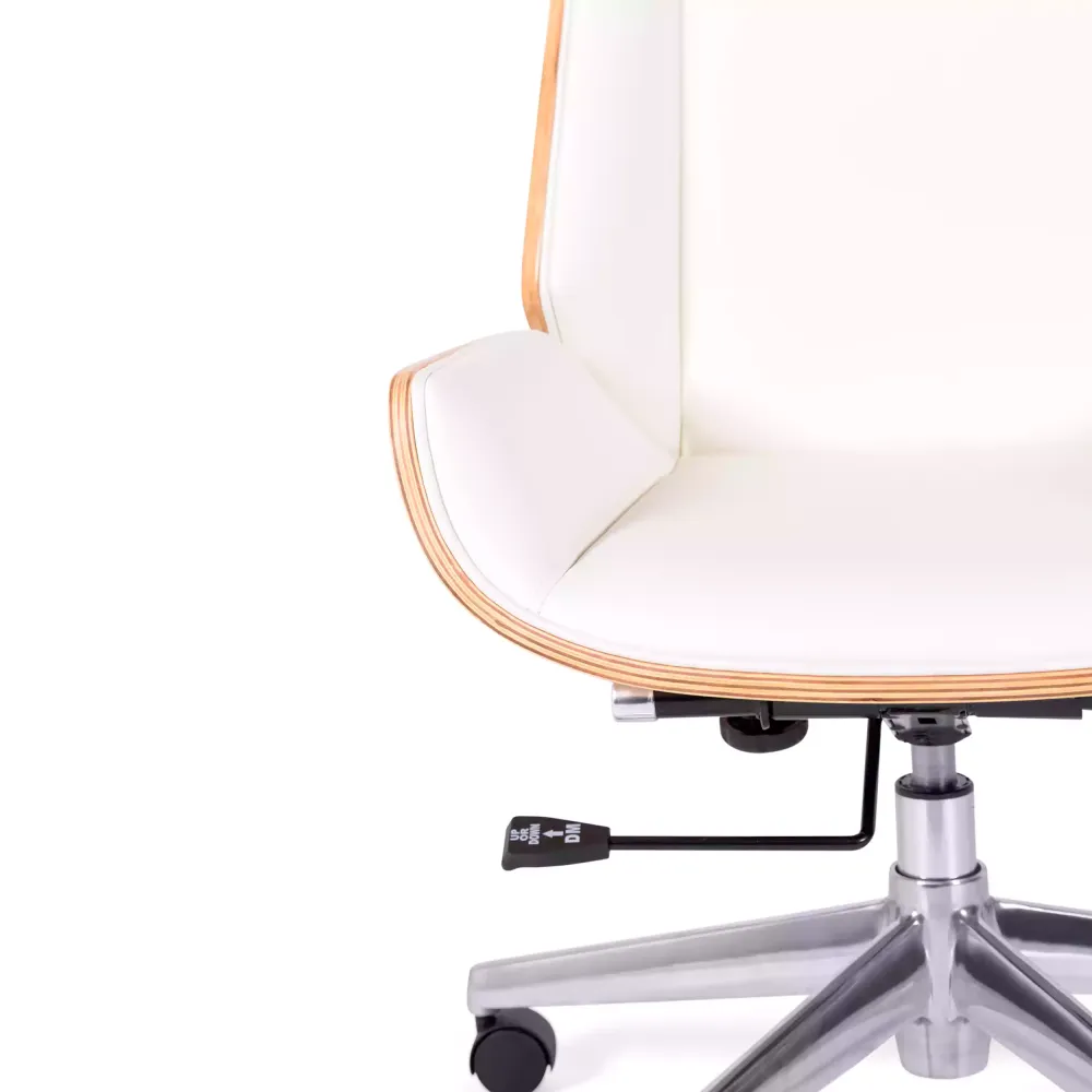 Chaise de bureau Nordic Highback en érable et éco-cuir blanc - Meubles Concept