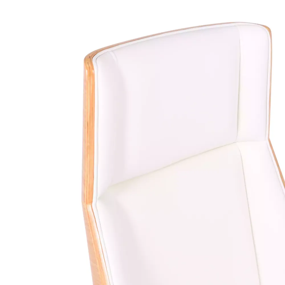 Chaise de bureau Nordic Highback en érable et éco-cuir blanc - Meubles Concept