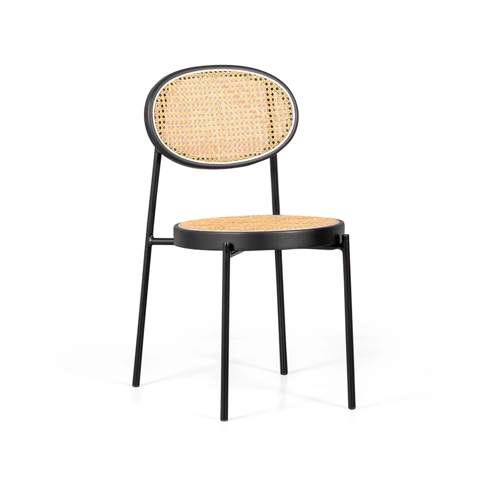 Chaise Preston au design rétro avec détails en rotin naturel