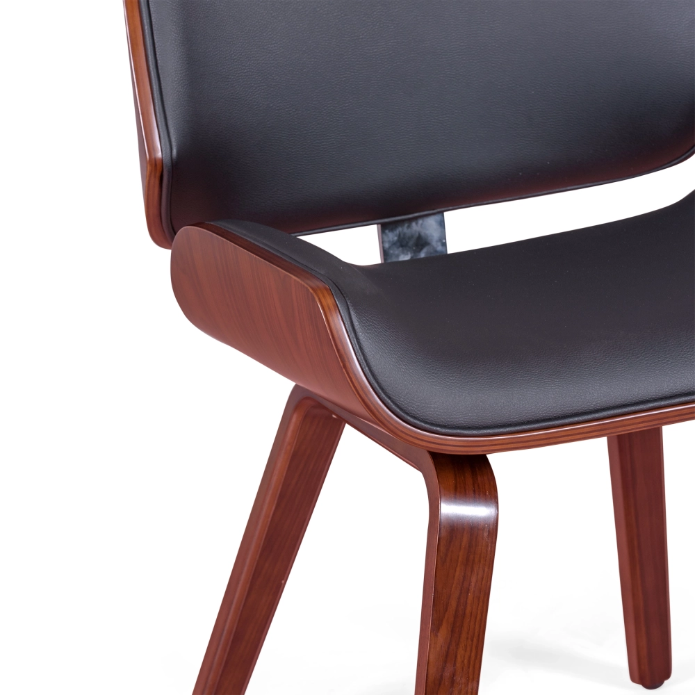Chaise Nordic en noyer et simili cuir noir | Design scandinave élégant