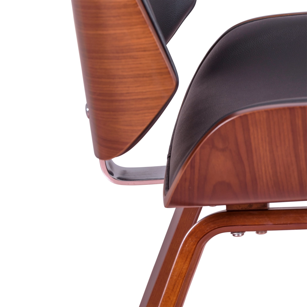 Chaise Nordic en noyer et simili cuir noir | Design scandinave élégant