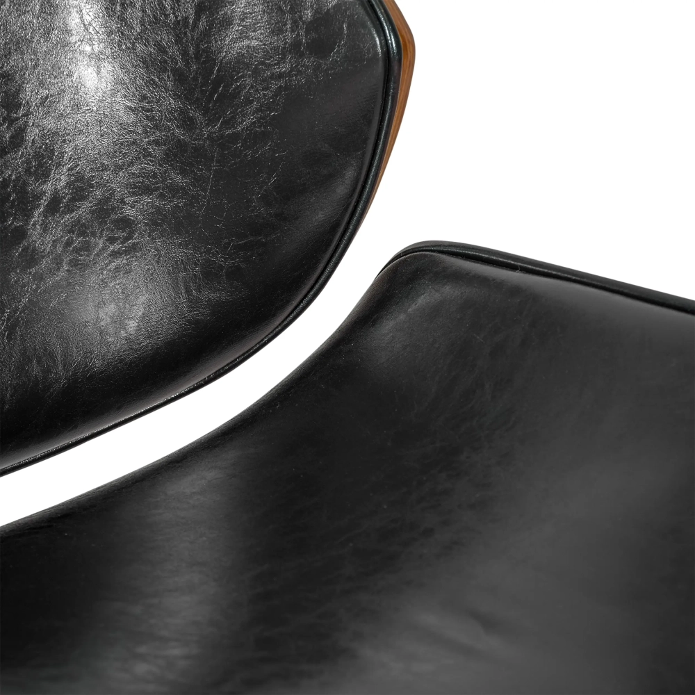 Chaise de bureau rétro Nordic en bois de noyer et similicuir | Style scandinave