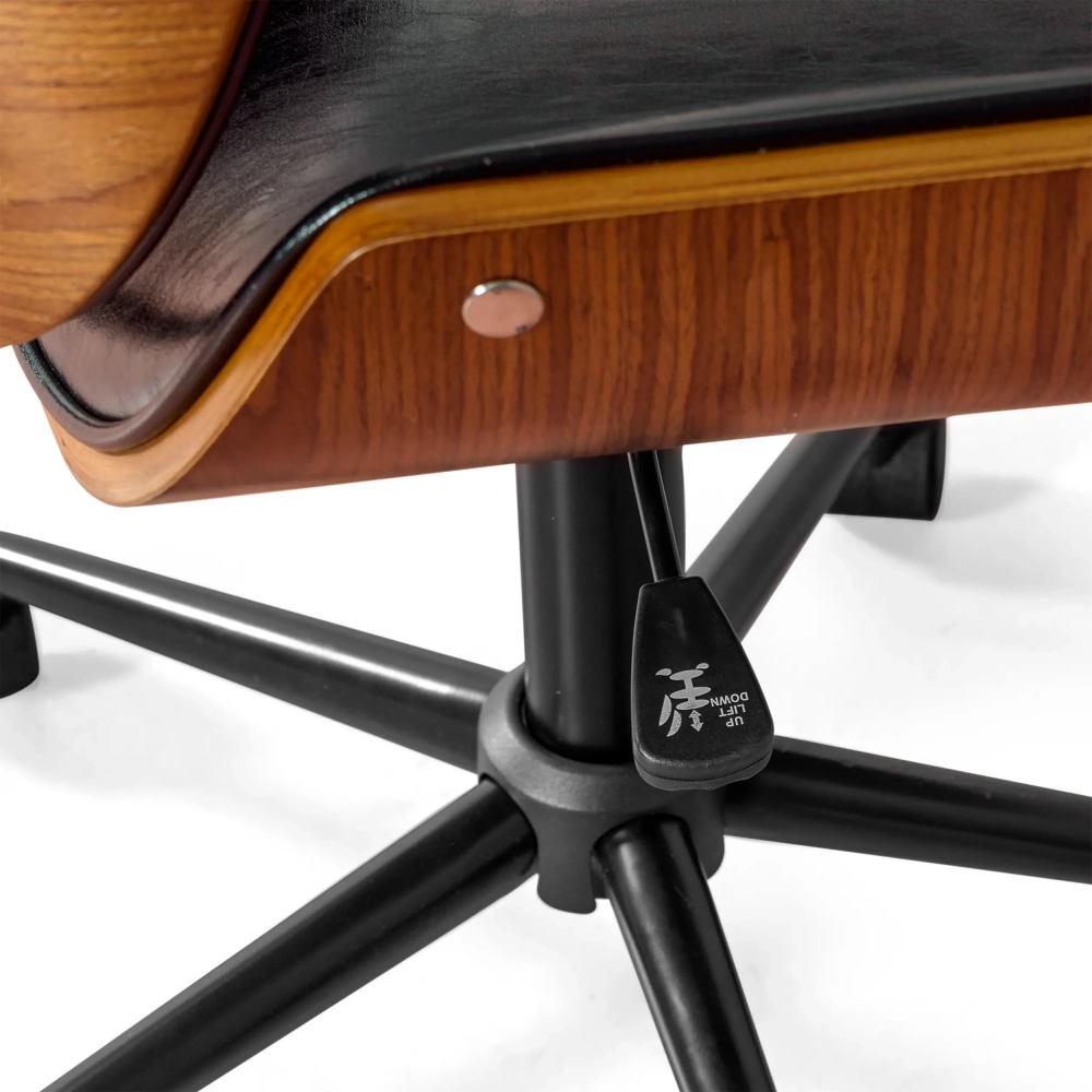 Chaise de bureau rétro Nordic en bois de noyer et similicuir | Style scandinave