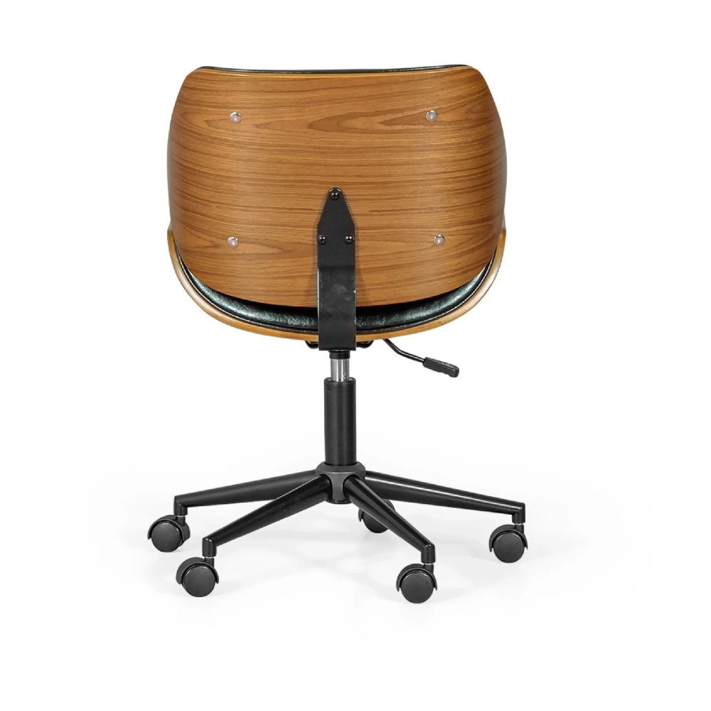 Chaise de bureau rétro Nordic en bois de noyer et similicuir | Style scandinave