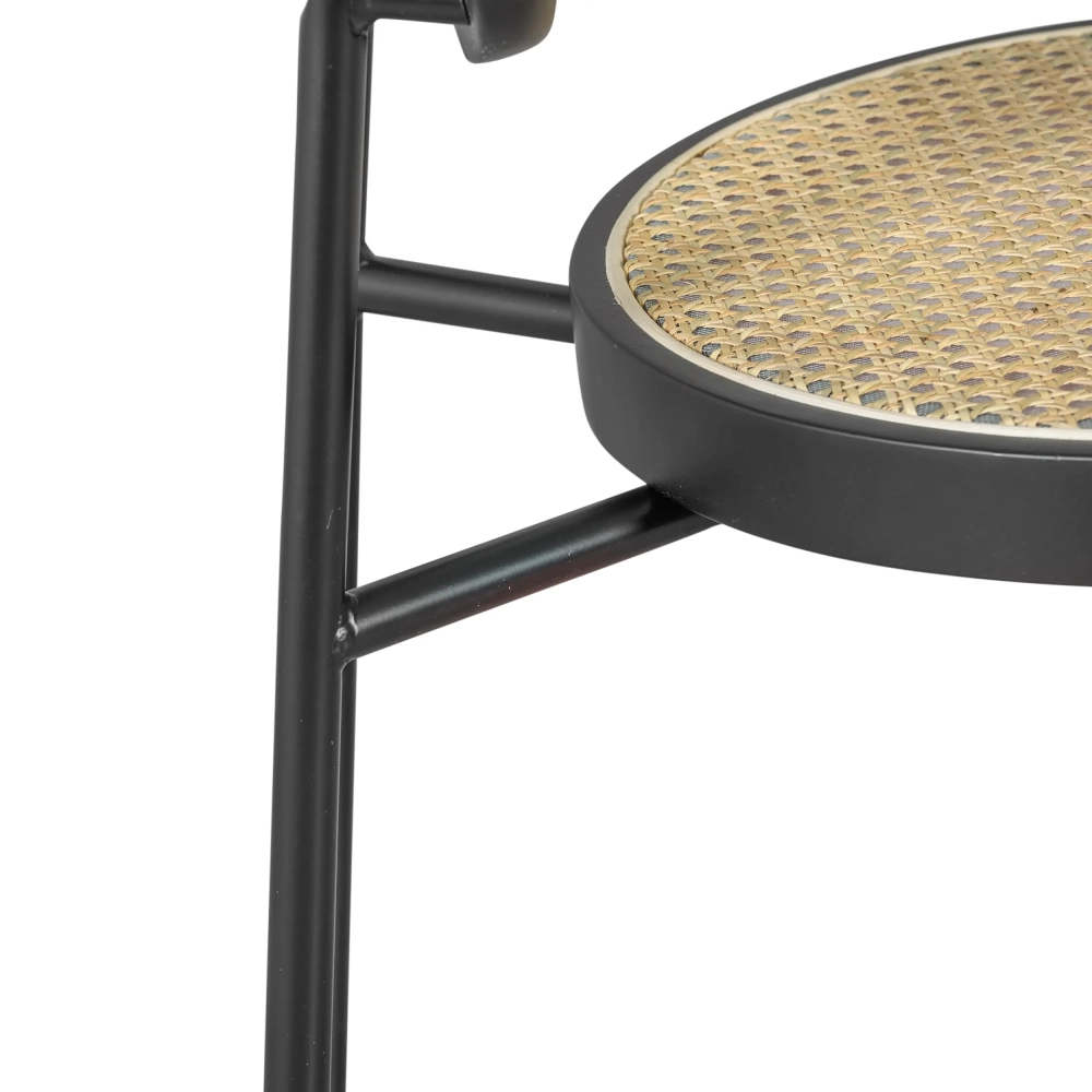 Tabouret Vintage Preston 75 cm | Rotin naturel et cadre noir