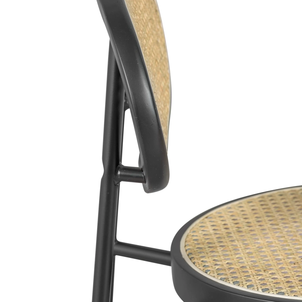 Tabouret Vintage Preston 75 cm | Rotin naturel et cadre noir