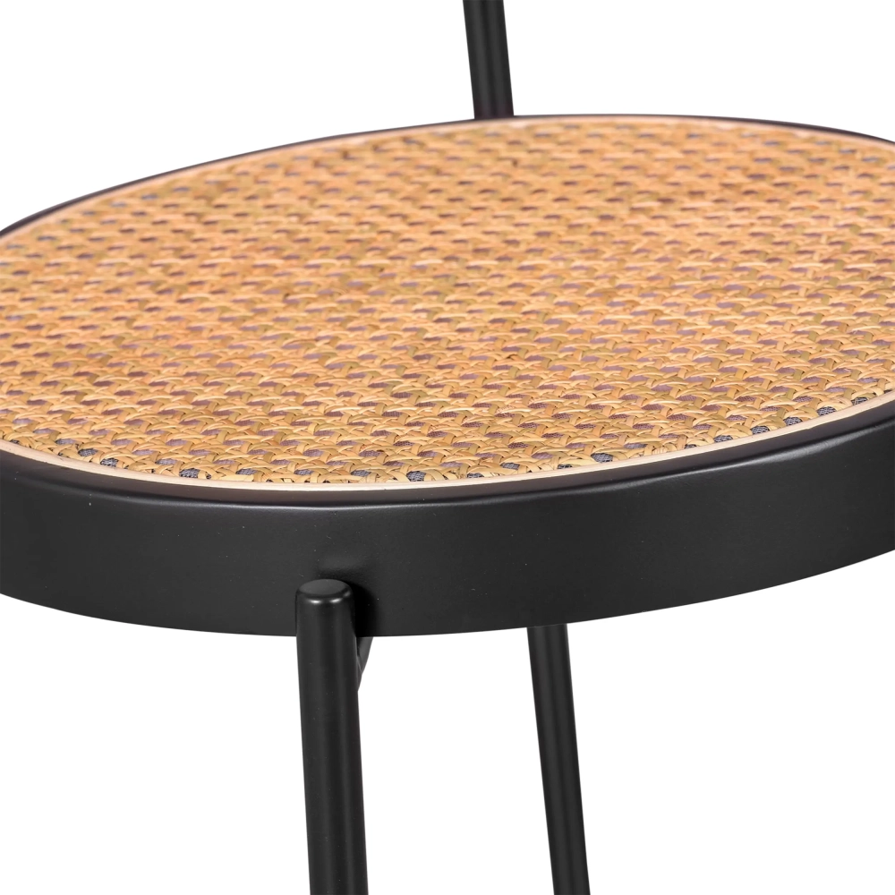 Chaise Preston en rotin naturel et aluminium laqué noir