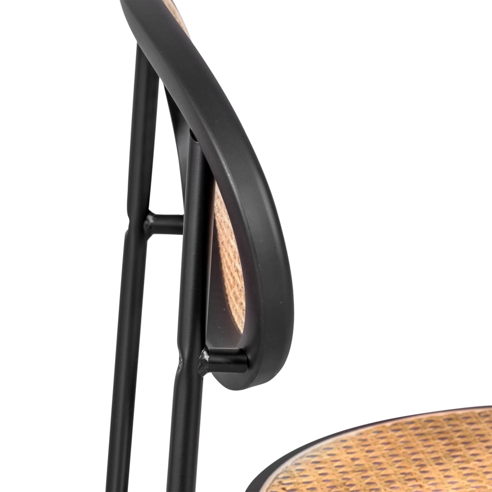 Chaise Preston en rotin naturel et aluminium laqué noir