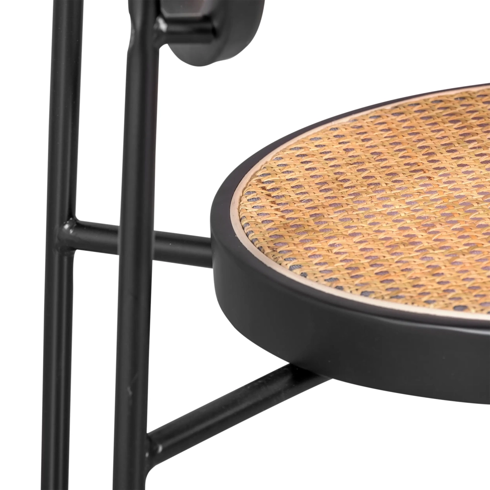 Chaise Preston en rotin naturel et aluminium laqué noir