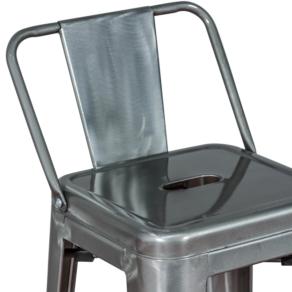 Réplique du tabouret métallique à dossier bas Tolix en 66 centimètres, inspiré du design de Xavier Pauchard