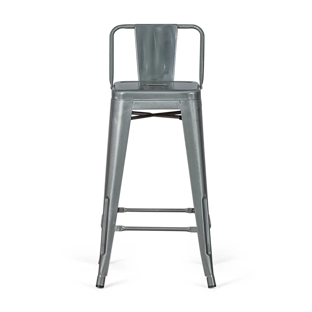 Réplique du tabouret métallique à dossier bas Tolix en 66 centimètres, inspiré du design de Xavier Pauchard