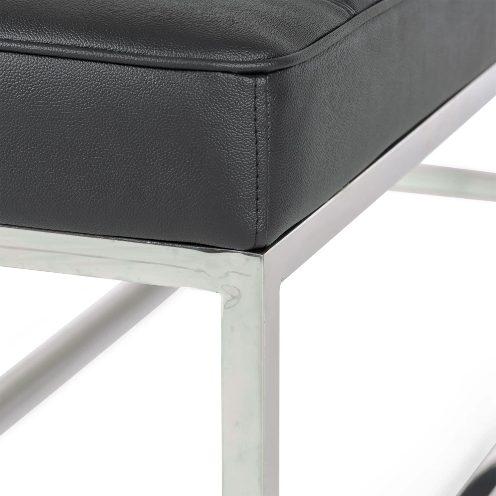 Banc Praga Design en acier chromé et simili-cuir | Modern Style