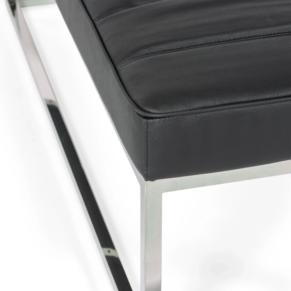 Banc Praga Design en acier chromé et simili-cuir | Modern Style