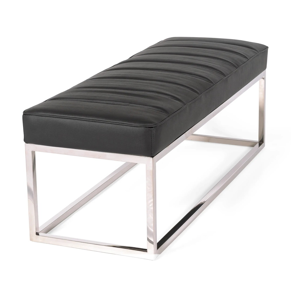 Banc Praga Design en acier chromé et simili-cuir | Modern Style