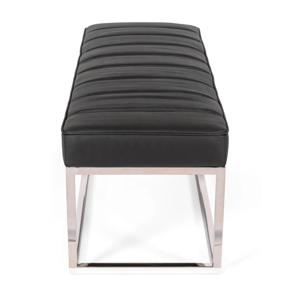 Banc Praga Design en acier chromé et simili-cuir | Modern Style