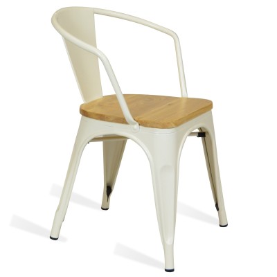 Metal industrial chair Bistro Arms Wood