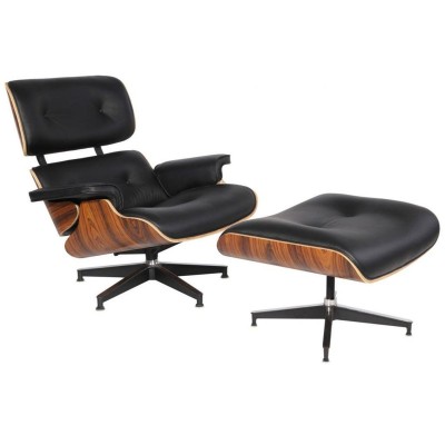 Replica della poltrona Eames lounge in similpelle di Charles & Ray