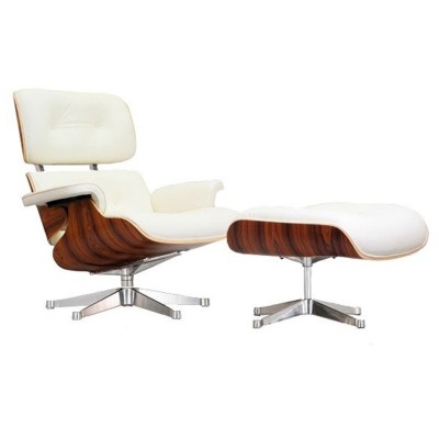 Replika Eames Lounge stol med kromfot av Charles & Ray Eames