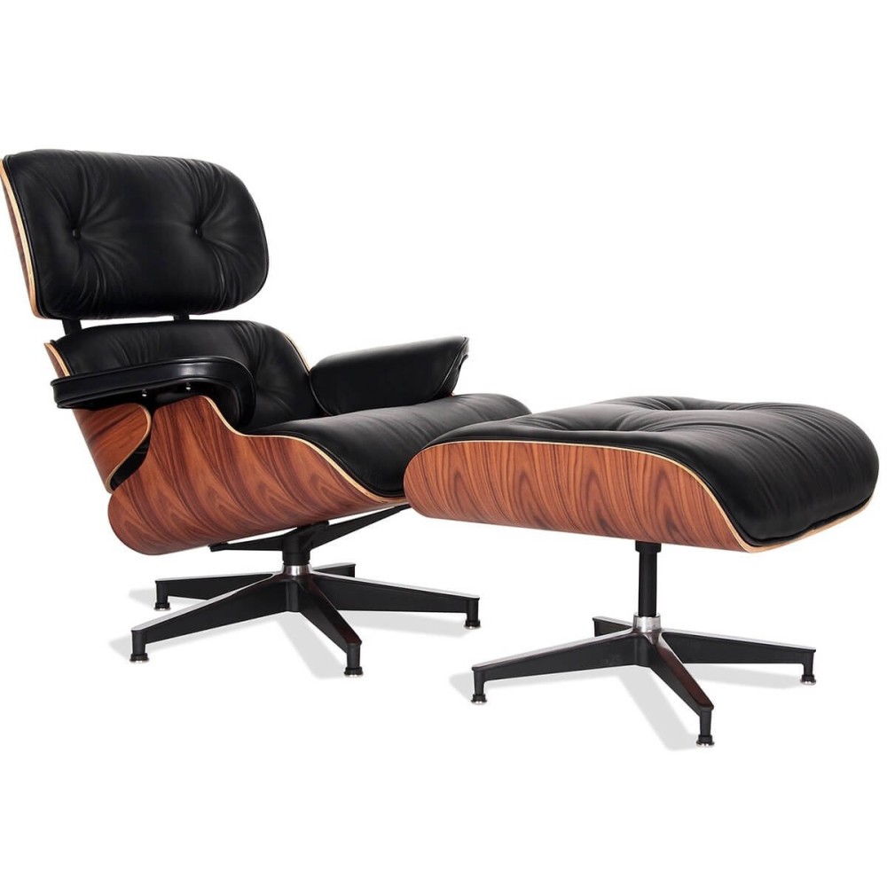 Réplica Butaca Eames Lounge Chair en Piel Anilina y Madera de Palissandro de Charles & Ray Eames.