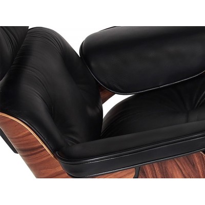 Réplique du fauteuil Eames Lounge Chair version premium en cuir aniline et bois de palissandre par Charles & Ray Eames