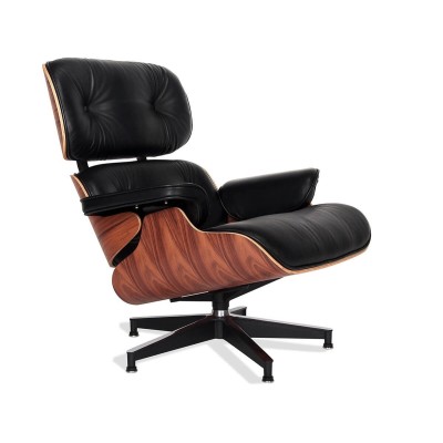 Réplique du fauteuil Eames Lounge Chair version premium en cuir aniline et bois de palissandre par Charles & Ray Eames