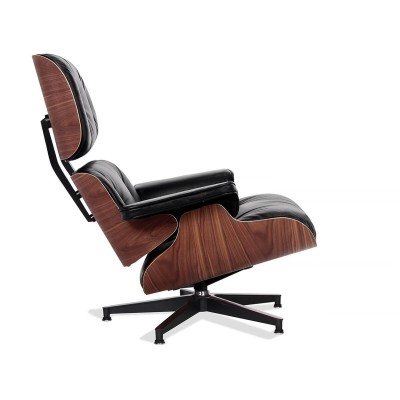 Replica Eames Lounge Chair Versão Premium em couro anilina e madeira de nogueira