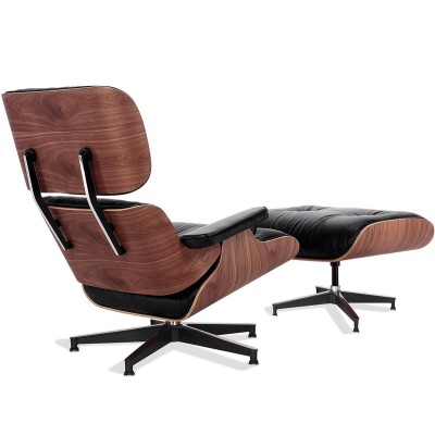 Replica Eames Lounge Chair Premium Version i Aniline Leather och Walnut Wood