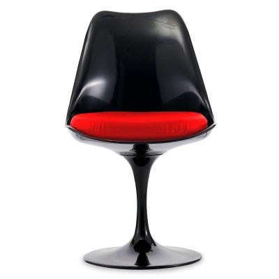 Replica van de geheel zwarte Tulip Chair van de beroemde ontwerper Eero Saarinen