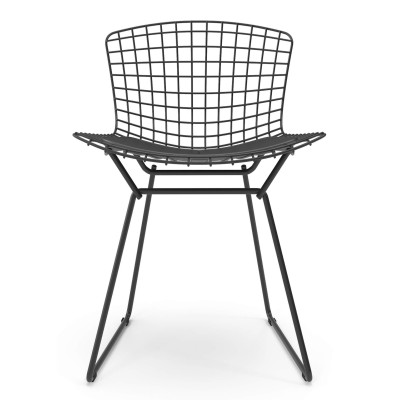 Replica Bertoia Metallstuhl aus schwarzem Stahl im Industriestil des berühmten Designers Hans J. Wegner