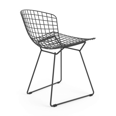 Replica Bertoia Metallstuhl aus schwarzem Stahl im Industriestil des berühmten Designers Hans J. Wegner