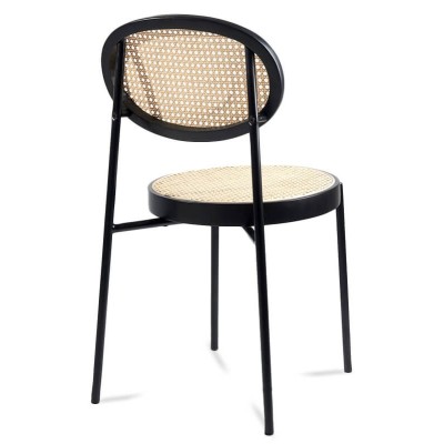 Preston chair in natural rattan and black lacquered aluminum