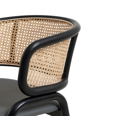 Morley chair in Natural Rattan and black lacquered steel base.