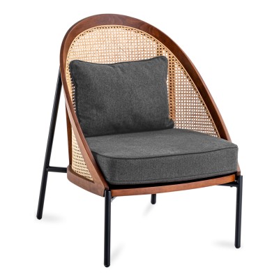 Sedia Robin in rattan naturale e cuscino in cotone in stile nordico