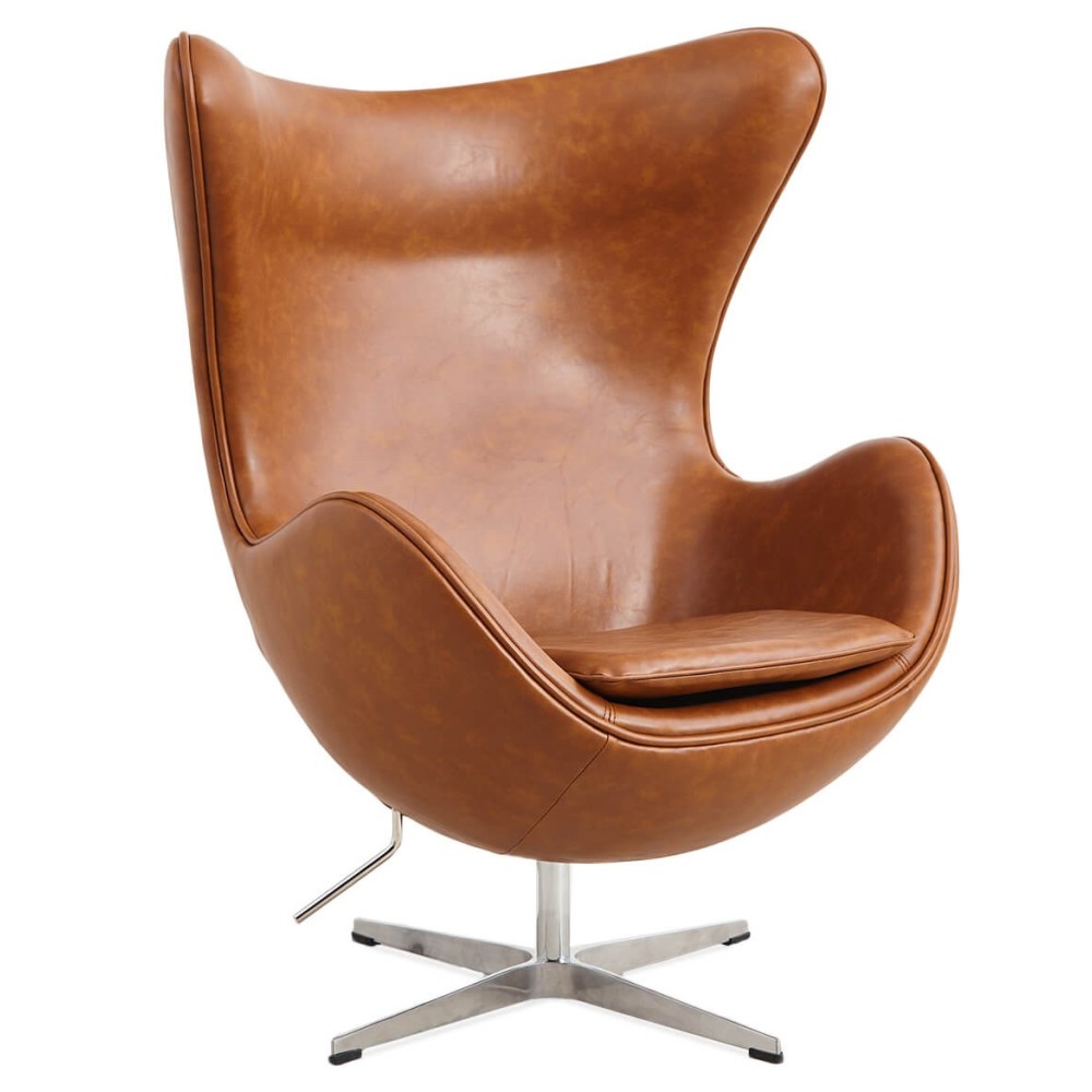 Replica Egg Chair em couro vintage envelhecido