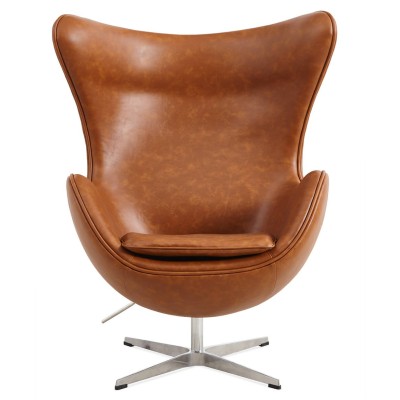 Replica Egg Chair em couro vintage envelhecido