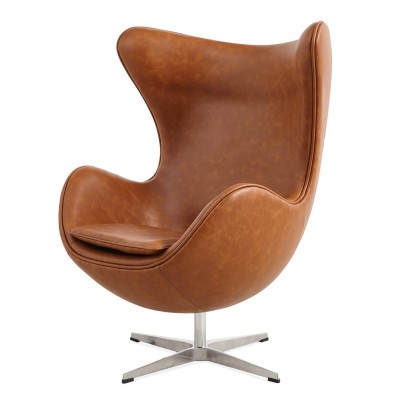 Replica Egg Chair em couro vintage envelhecido