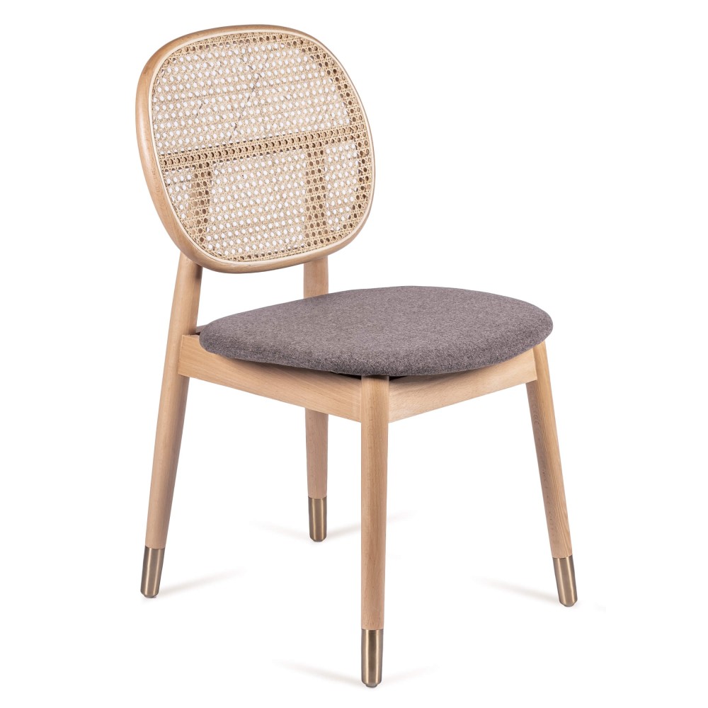 Stuhl Marsh aus natürlichem Rattan und Baumwollkissen im Vintage-Stil