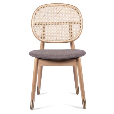 Marsh Chair in Natural Rattan and Cotton Cushion Vintage Style