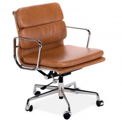 Chaise Bureau Cuir Noir Stefano Style Eames Soft Pad Poli