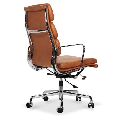 Replica of the EA219 soft pad office chair in aged vintage leather