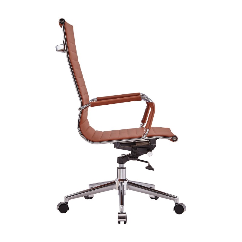 Chaise de bureau sans roulettes avec dossier bas et revêtement en simili  cuir - Alu