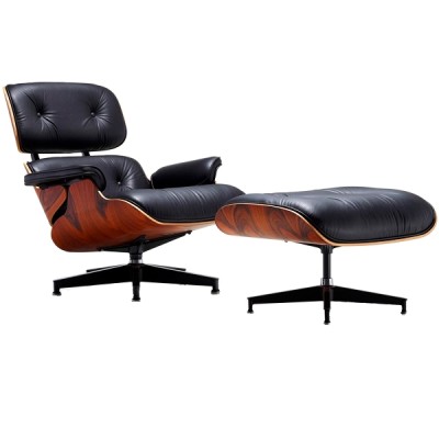 Poltrona James Lounge Chair in Pelle Fiore Italiana e legno di Palissandro