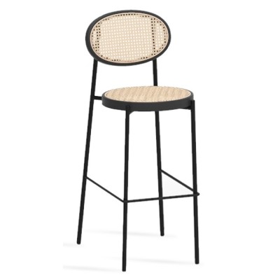 Sgabello vintage Preston in rattan naturale