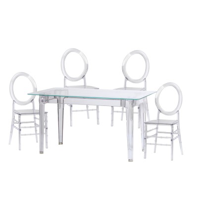 Pak Ghost-tafel 120 cm en 4 Felipe Ghost-stoelen